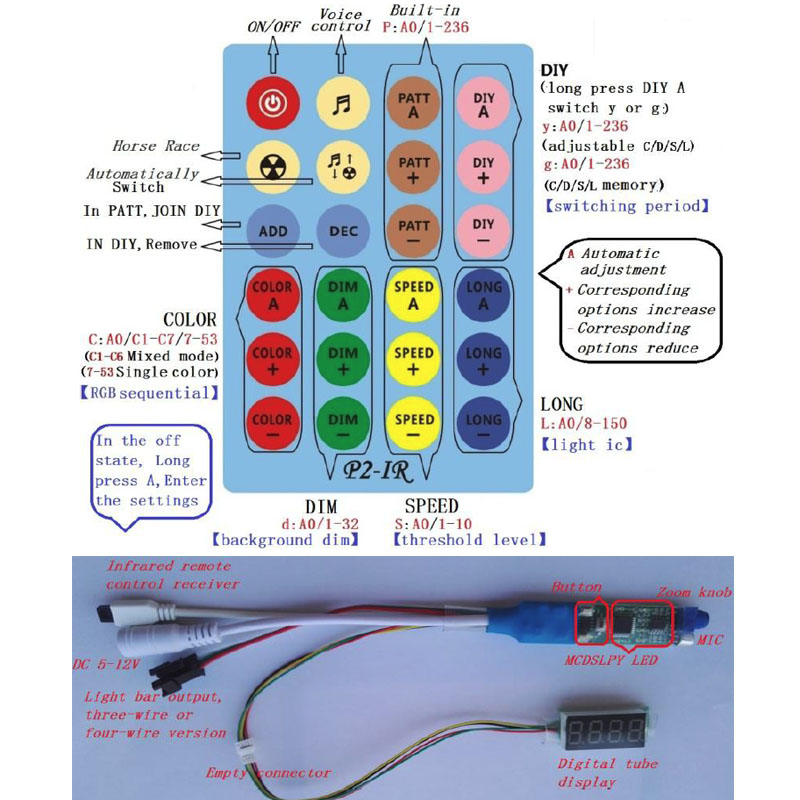 DC5-12V Mini Music Dream Color LED SPI Controller, Built-in 236 Music Modes, Adjustable Mode Length, Dimmable, With 24keys IR Remote DC5-12V Mini Music Dream Color LED SPI Controller, Built-in 236 Music Modes, Adjustable Mode Length, Dimmable, With 24keys IR Remote